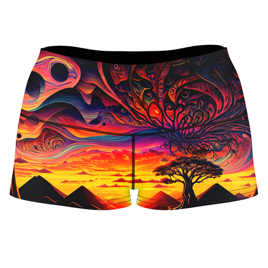 Acid Sunset High-Waisted Women's Shorts, iEDM, | iEDM
