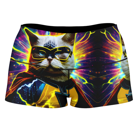 Cat Hero High-Waisted Women's Shorts, iEDM, | iEDM