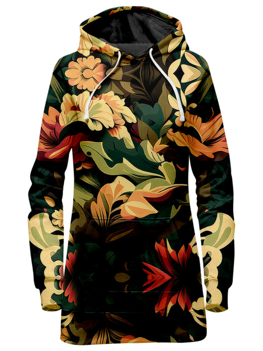 Floral Camo Pattern 01 Hoodie Dress, iEDM, | iEDM