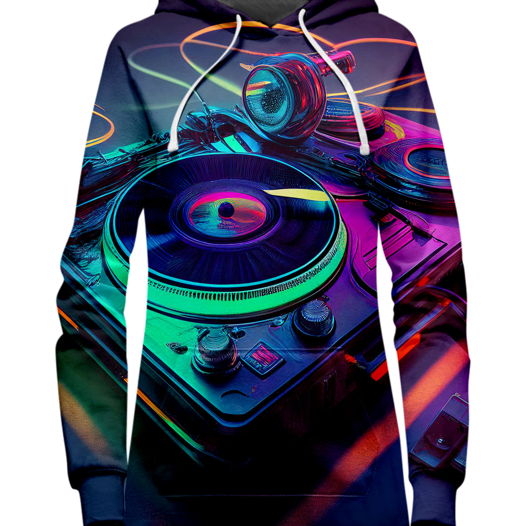 Neon Turntables Hoodie Dress, iEDM, | iEDM