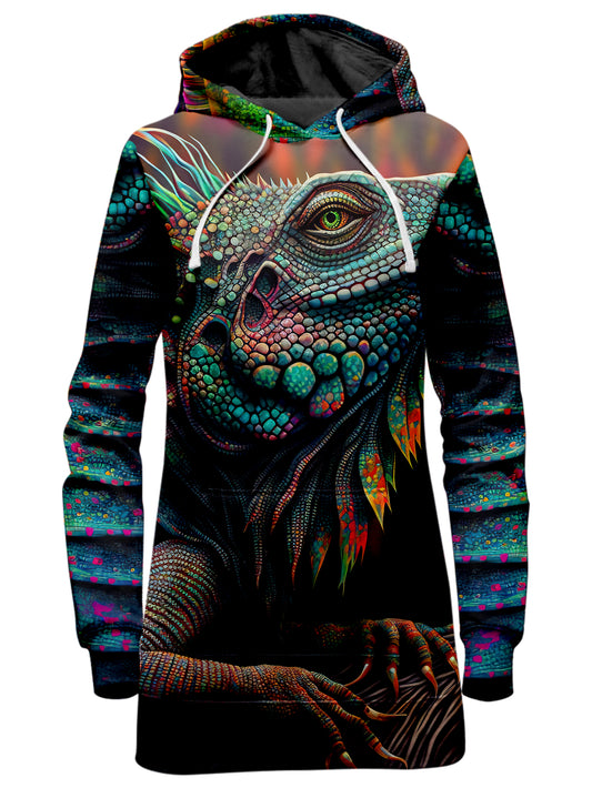 Psychedelic Giant Iguana 02 Hoodie Dress, iEDM, | iEDM