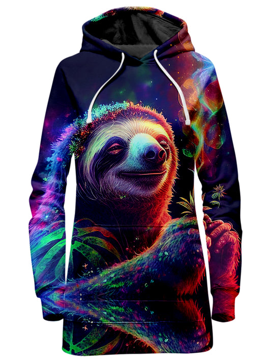Sloth Smoking Weed Psychedelic Hoodie Dress, iEDM, | iEDM