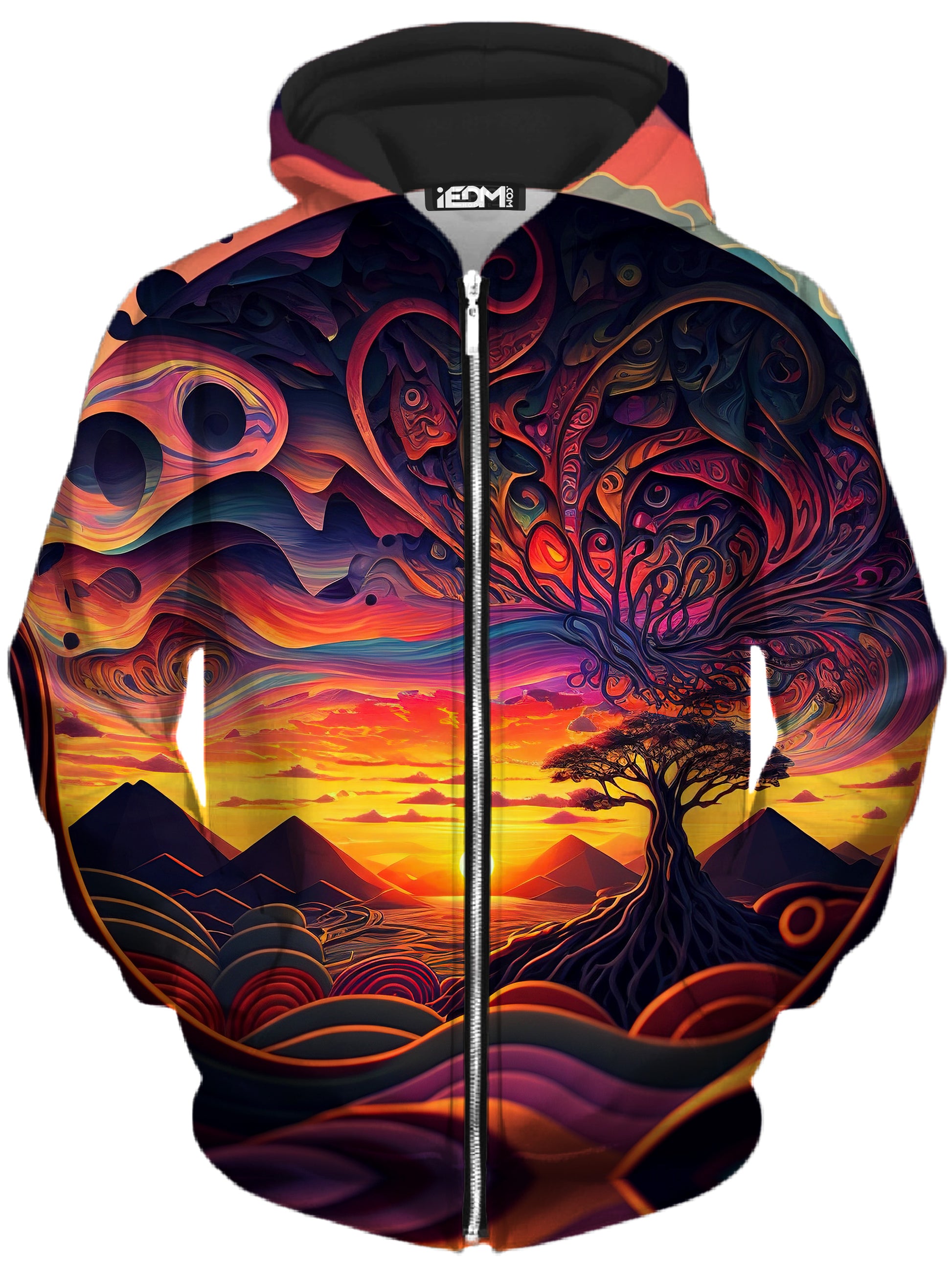 Acid Sunset Unisex Zip-Up Hoodie, iEDM, | iEDM