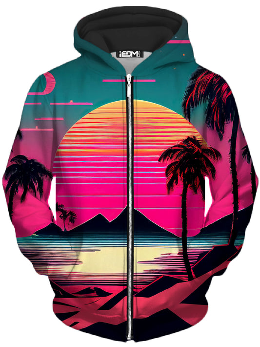 Beach Sunset Unisex Zip-Up Hoodie, iEDM, | iEDM