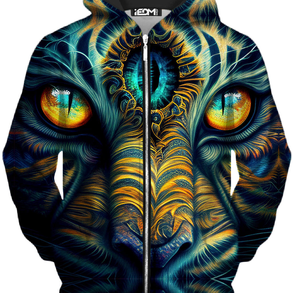Tiger Eyes Psychedelic Unisex Zip-Up Hoodie, iEDM, | iEDM