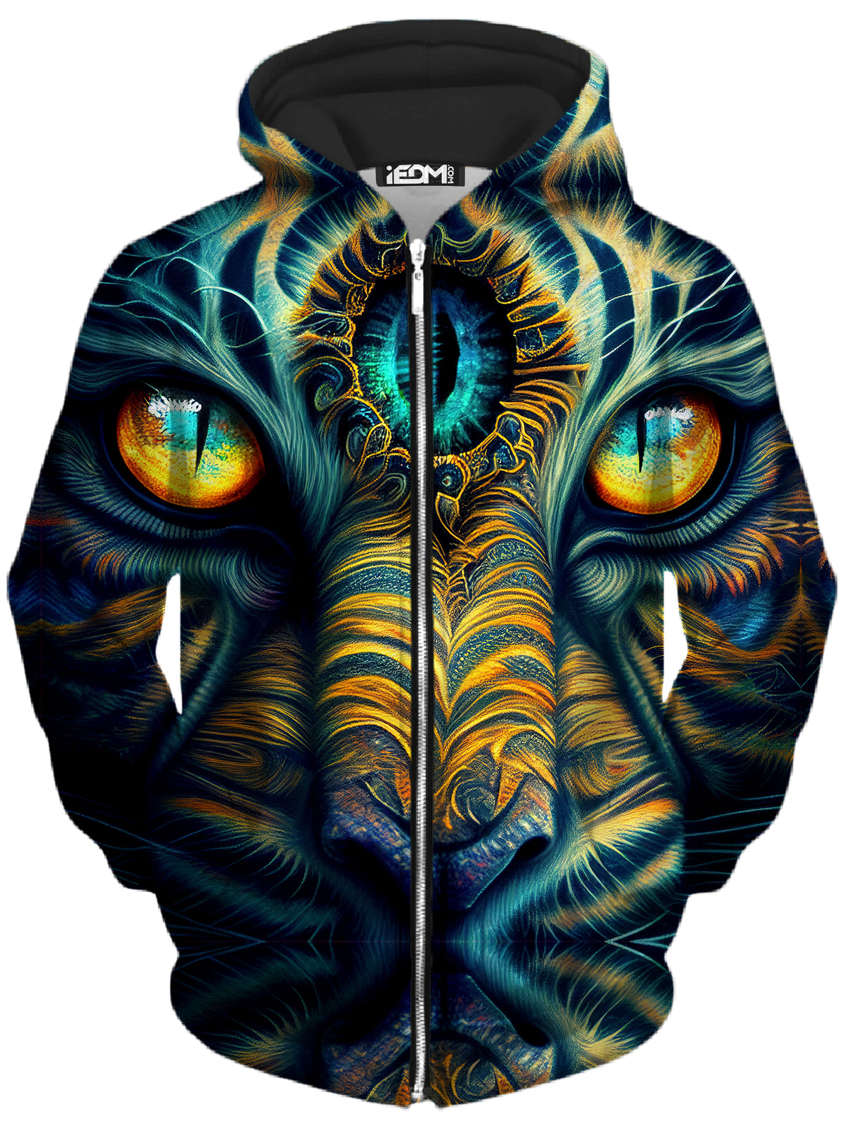 Tiger Eyes Psychedelic Unisex Zip-Up Hoodie, iEDM, | iEDM