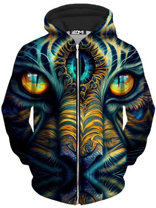 Tiger Eyes Psychedelic Unisex Zip-Up Hoodie, iEDM, | iEDM