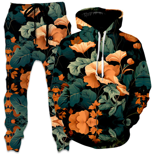 Tangerine Floral Hoodie and Joggers Combo, iEDM, | iEDM