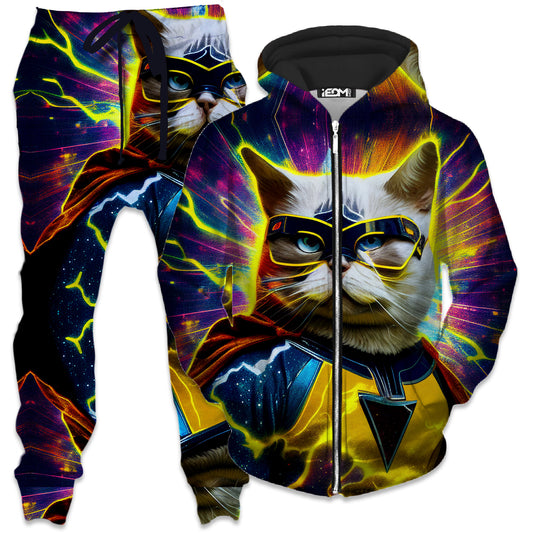 Cat Hero Zip-Up Hoodie and Joggers Combo, iEDM, | iEDM