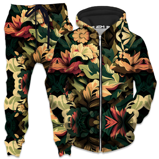 Floral Camo Zip-Up Hoodie and Joggers Combo, iEDM, | iEDM