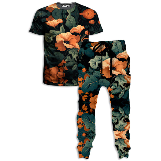Tangerine Floral T-Shirt and Joggers Combo, iEDM, | iEDM