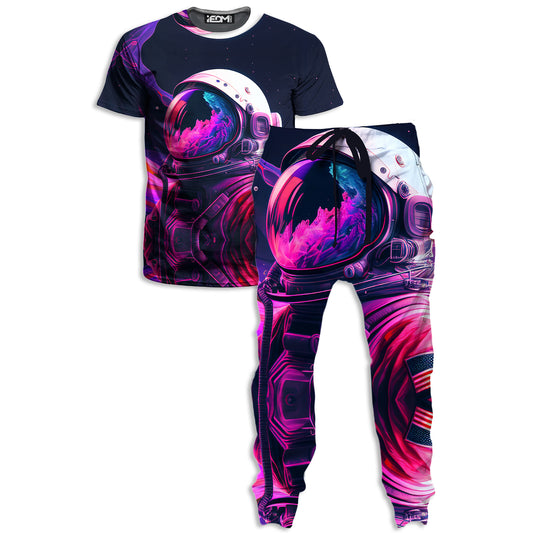 Synthwave Astronaut T-Shirt and Joggers Combo, iEDM, | iEDM