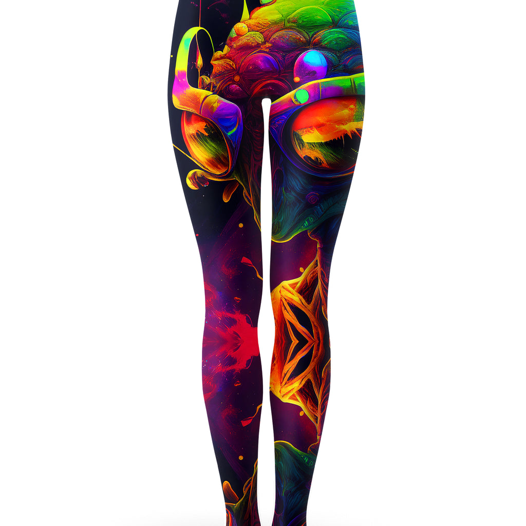 Psychedelic Alien Hoodie Dress and Leggings Combo, iEDM, | iEDM