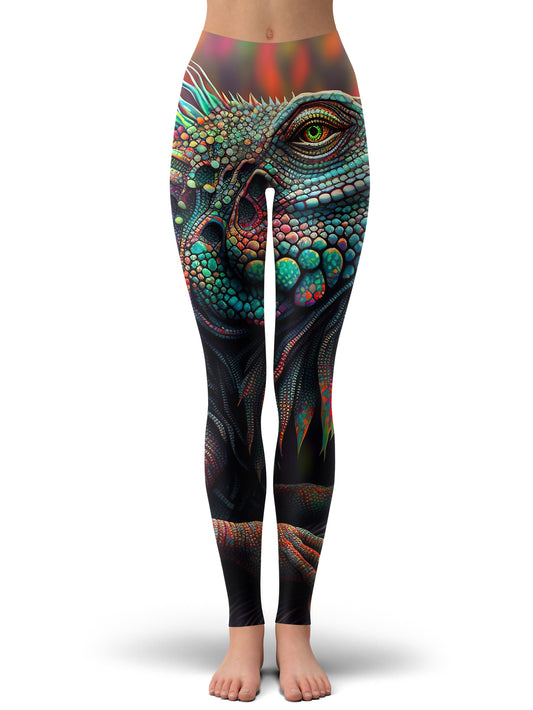 Psychedelic Giant Iguana 02 Leggings, iEDM, | iEDM