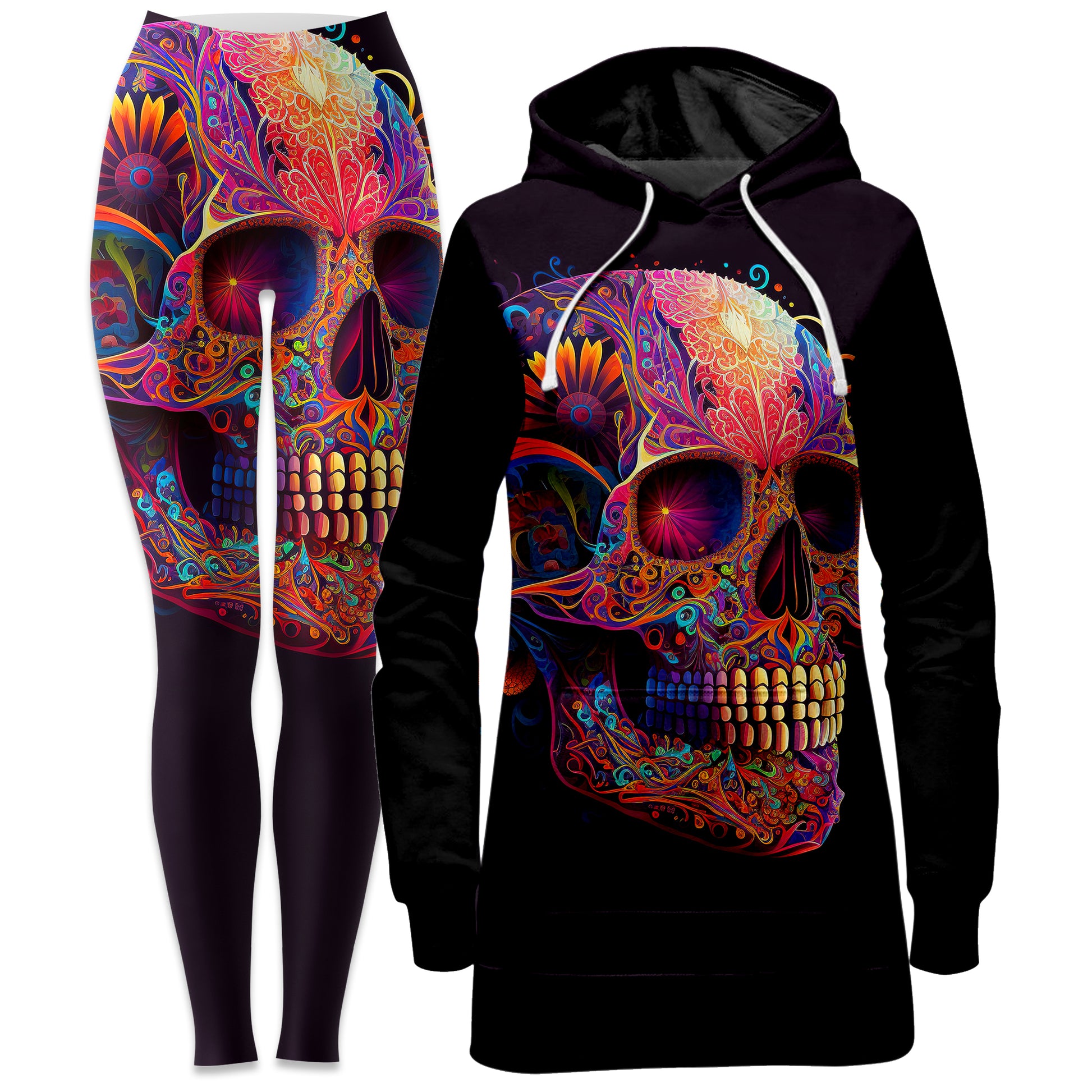 Purple Skull Hoodie Dress