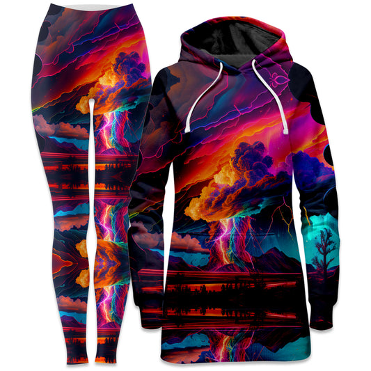 Rainbow Storm Hoodie Dress and Leggings Combo, iEDM, | iEDM