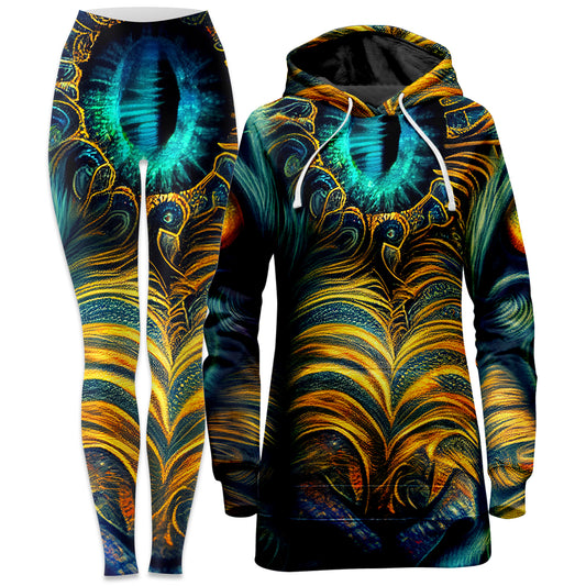 Tiger Eyes Psychedelic Hoodie Dress and Leggings Combo, iEDM, | iEDM