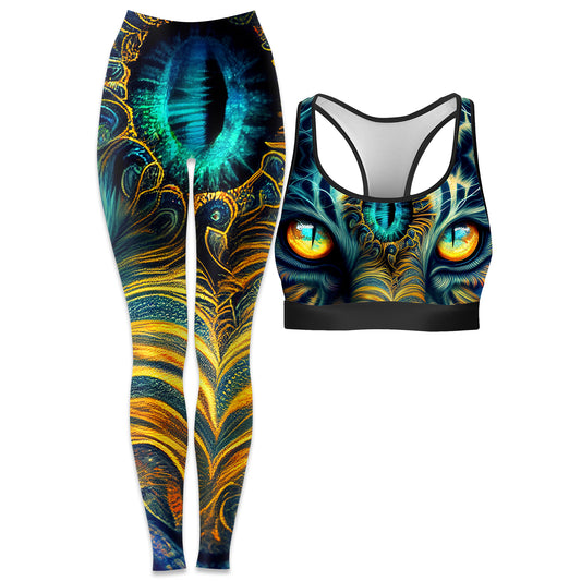 Tiger Eyes Psychedelic Rave Bra and Leggings Combo, iEDM, | iEDM