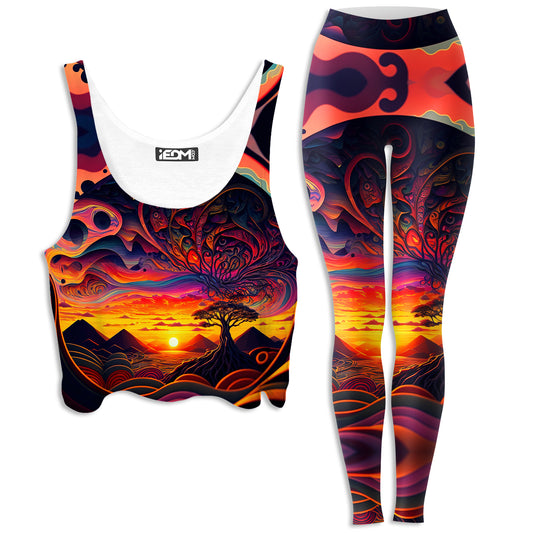 Acid Sunset Crop Top and Leggings Combo, iEDM, | iEDM