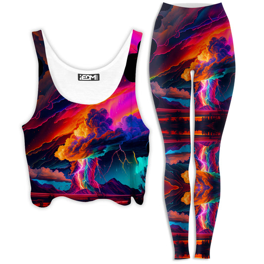 Rainbow Storm Crop Top and Leggings Combo, iEDM, | iEDM