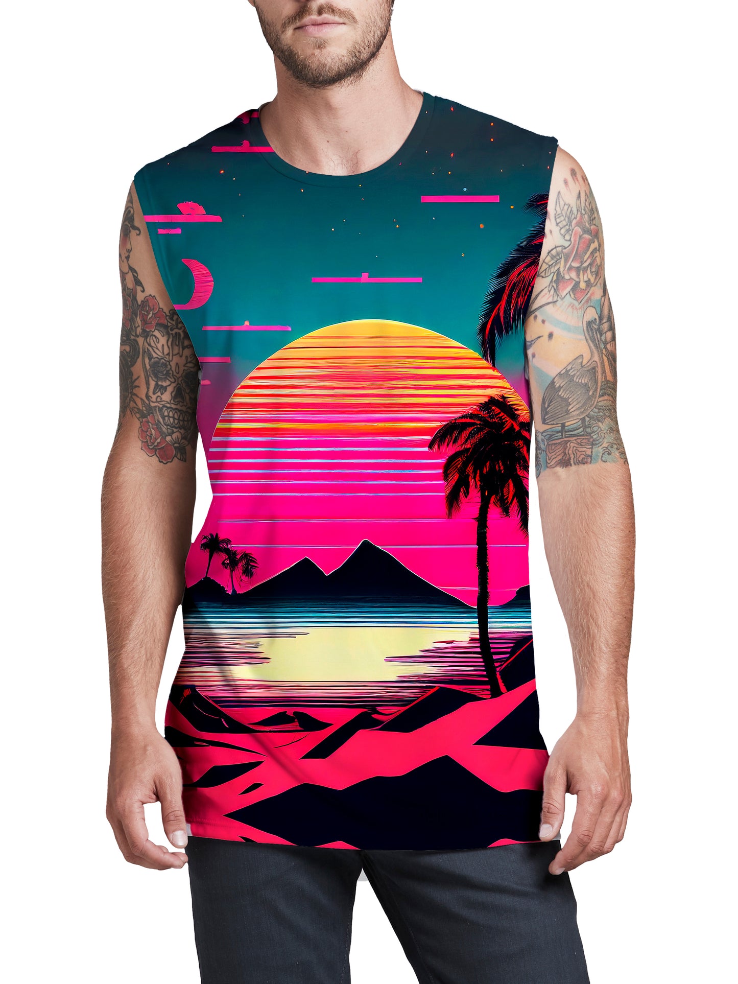 Beach Sunset Men's Muscle Tank, iEDM, | iEDM