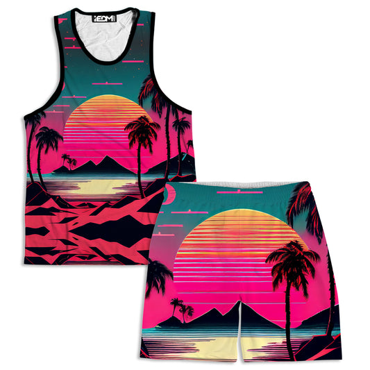 Beach Sunset Men's Tank and Shorts Combo, iEDM, | iEDM