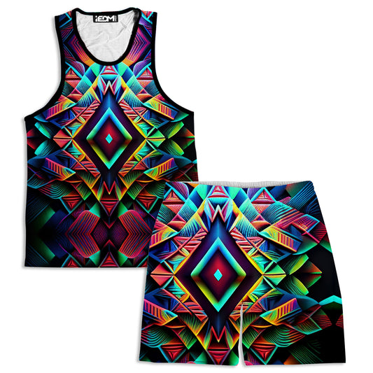 Psychedelic Tribal Men's Tank and Shorts Combo, iEDM, | iEDM