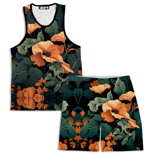 Tangerine Floral Men's Tank and Shorts Combo, iEDM, | iEDM