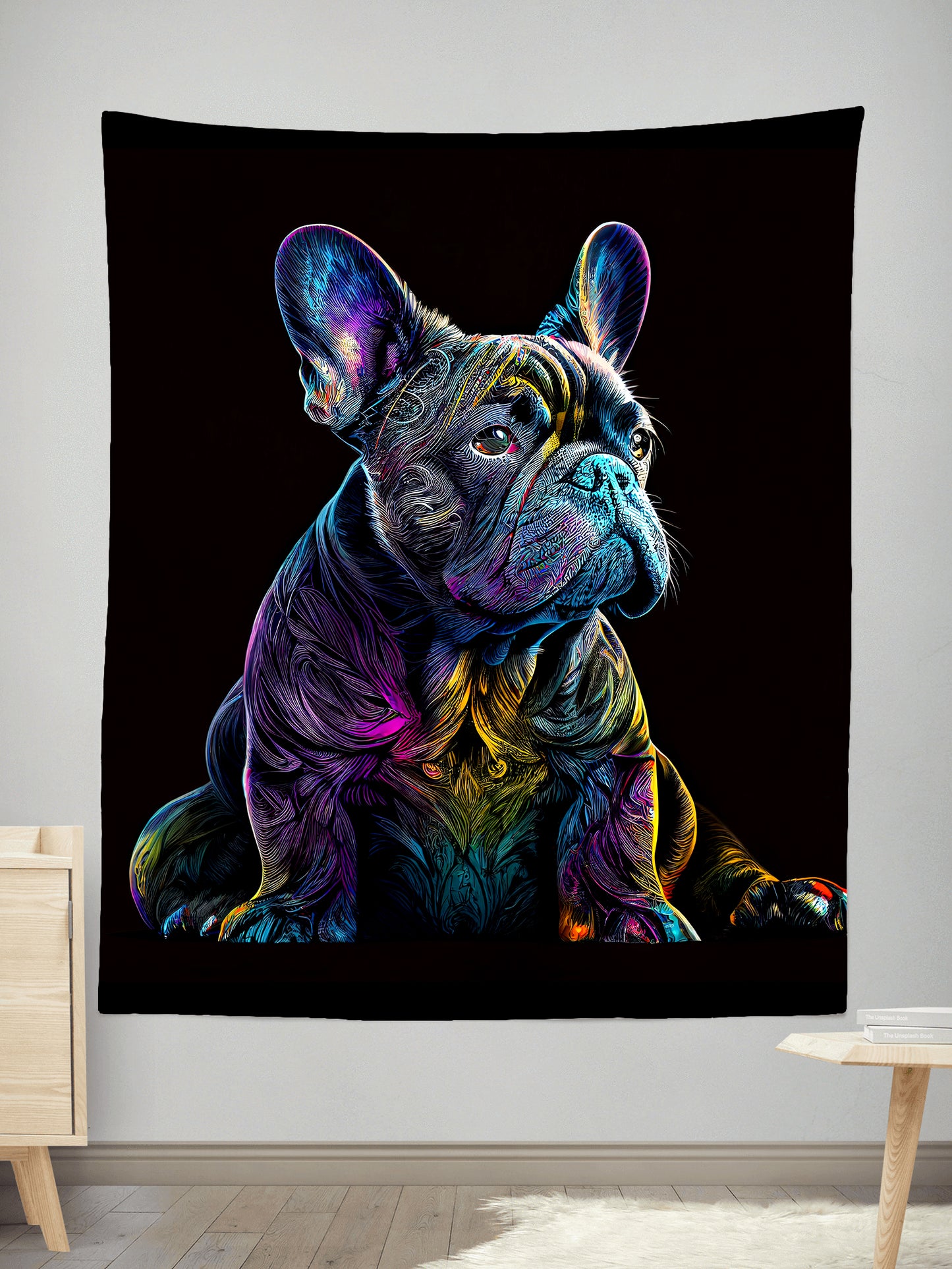 French Bulldog Brindle Psychedelic Tapestry, iEDM, | iEDM