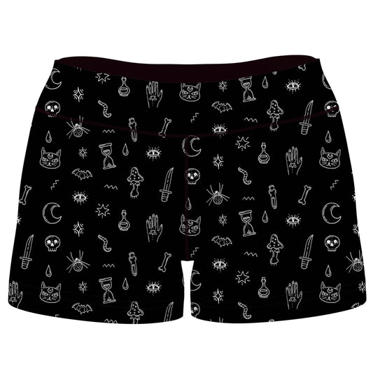 Black Pattern High-Waisted Women's Shorts (Ready To Ship), Ready To Ship, | iEDM