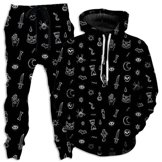 Black Pattern Hoodie and Joggers Combo, iEDM, | iEDM