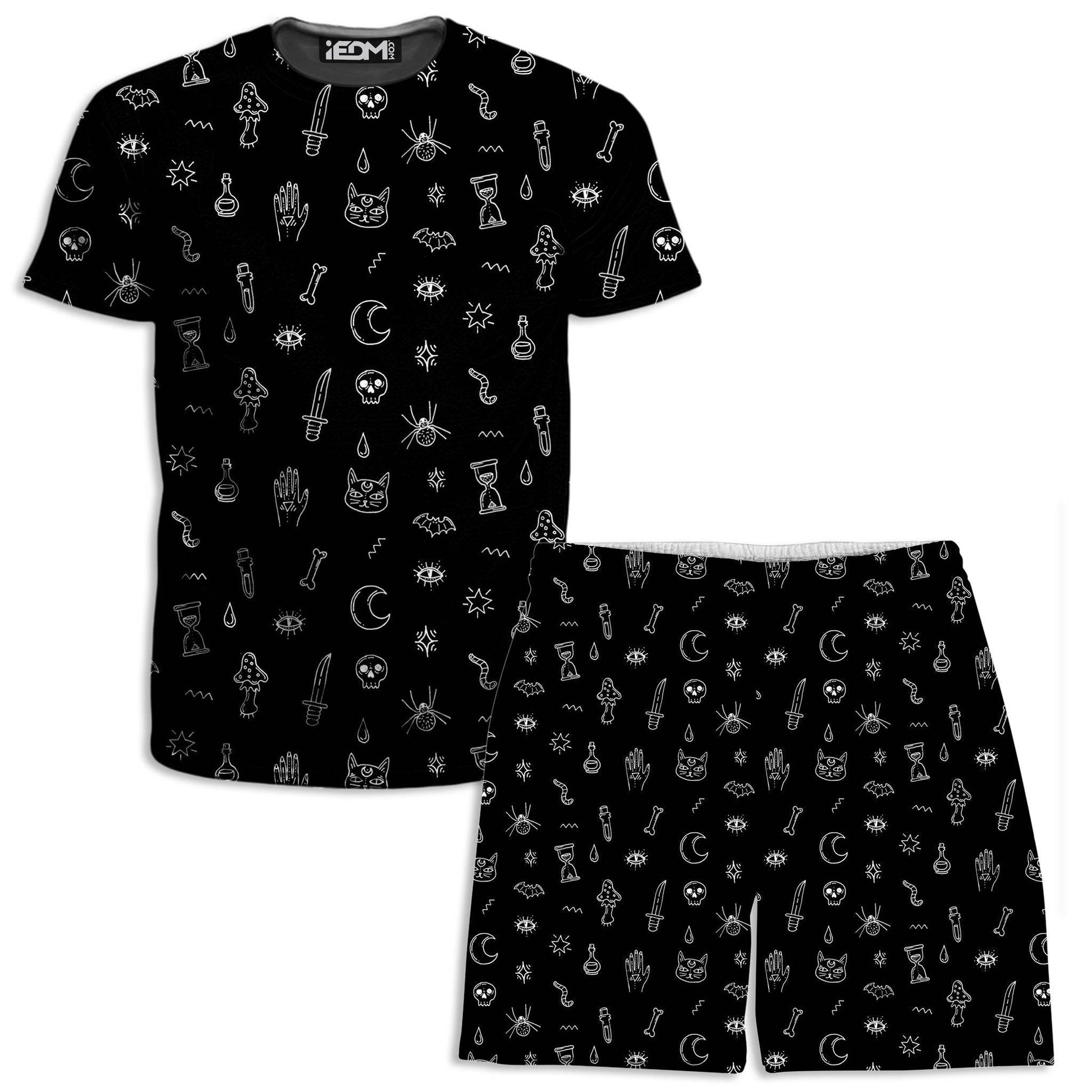 Black Pattern T-Shirt and Shorts Combo, iEDM, | iEDM