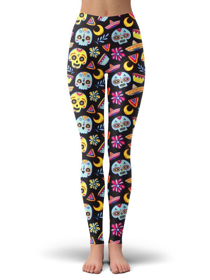iEDM Dia Muertos Black Leggings - iEDM