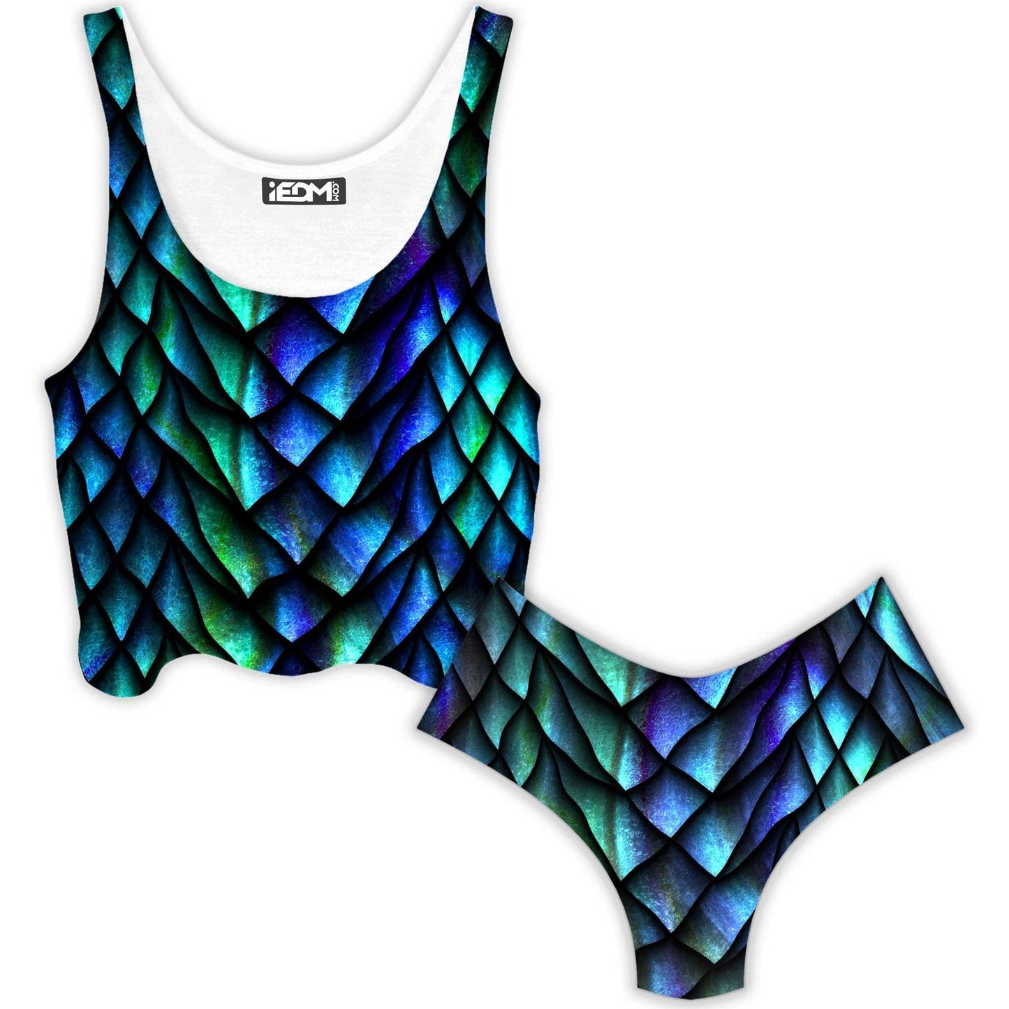 Dosed Dragon Scale Crop Top and Booty Shorts Combo, iEDM, | iEDM