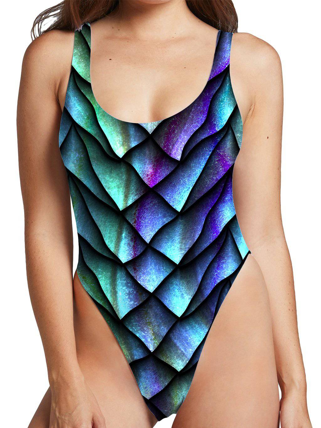 Dosed Dragon Scale High Cut One-Piece Swimsuit, iEDM, | iEDM