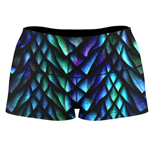 Dosed Dragon Scale High-Waisted Women's Shorts, iEDM, | iEDM