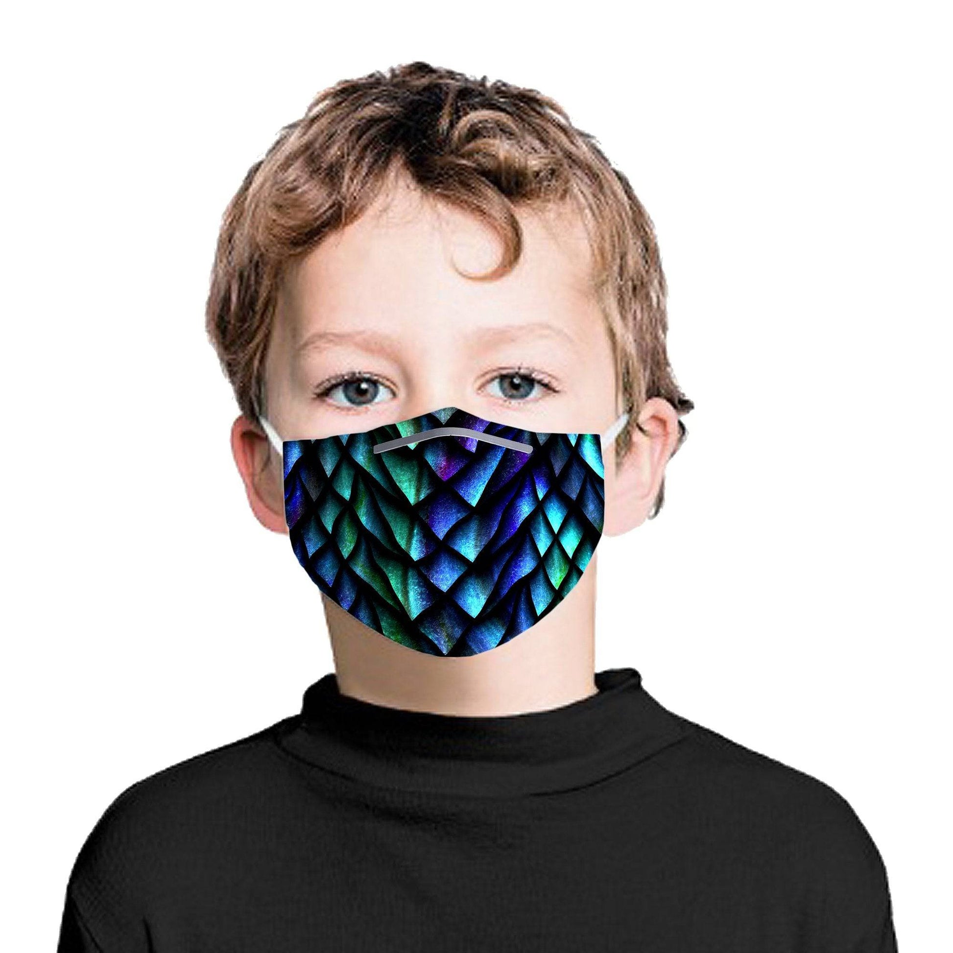 Dosed Dragon Scale Kids Face Mask With (4) PM 2.5 Carbon Inserts, iEDM, | iEDM