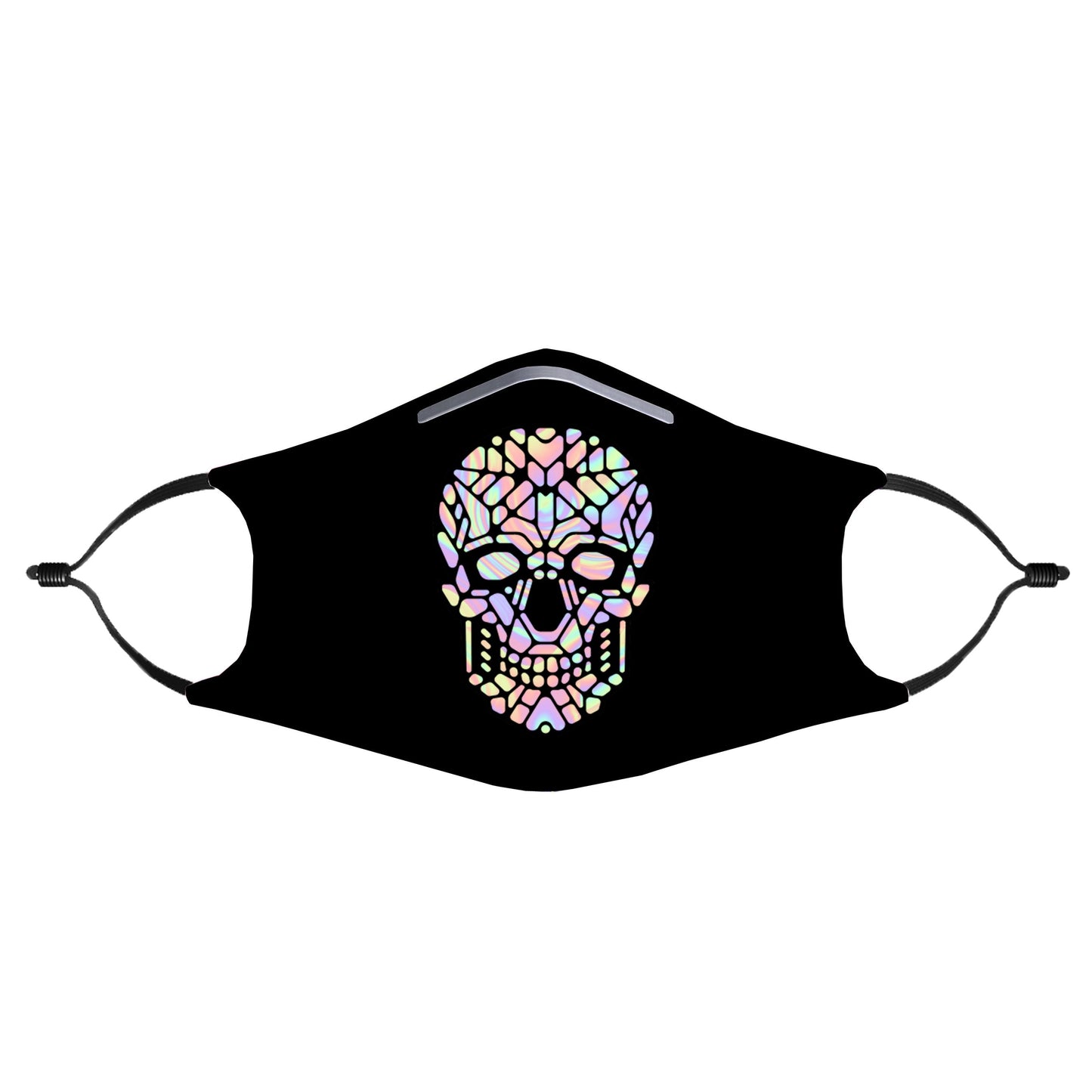 Holographic Skull Black Face Mask With (4) PM 2.5 Carbon Inserts, iEDM, | iEDM