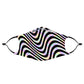 Holographic Wavy Trip Black Face Mask With (4) PM 2.5 Carbon Inserts, iEDM, | iEDM