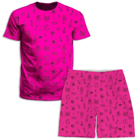 Pink Pattern T-Shirt and Shorts Combo, iEDM, | iEDM