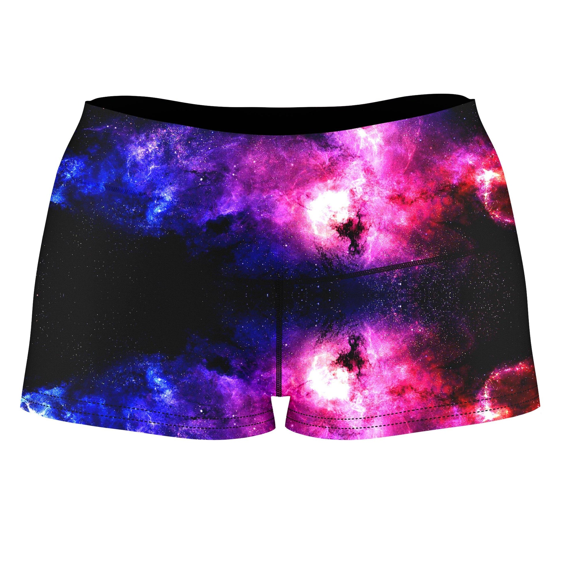 Purple Galaxy High-Waisted Women's Shorts, iEDM, | iEDM