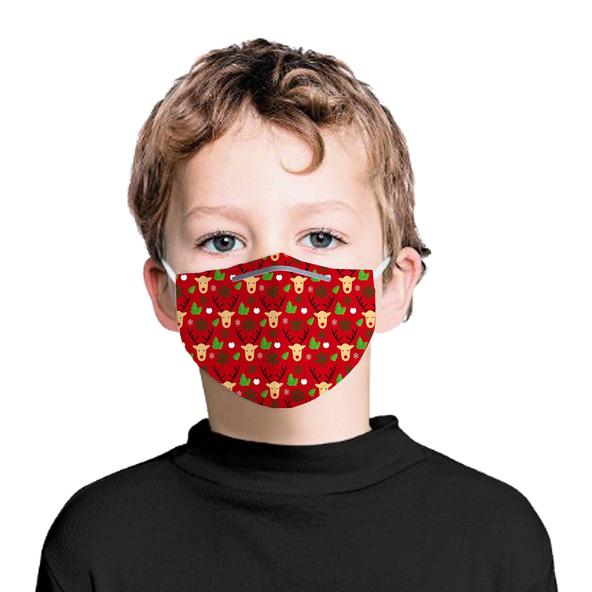 Reindeer Turn Up Kids Face Mask With (4) PM 2.5 Carbon Inserts, iEDM, | iEDM