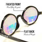 Black Kaleidoscope Glasses - Rainbow Bug Eye - Flat Back, Kaleidoscope, | iEDM