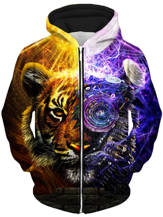 Bionic Tiger Unisex Zip-Up Hoodie, Lucid Eye Studios, | iEDM