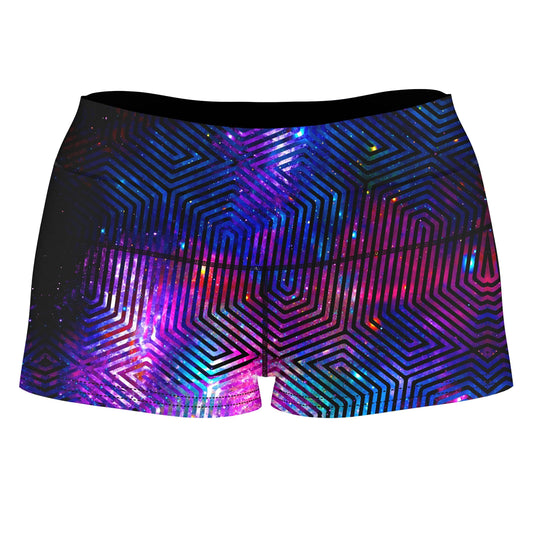 Celestial Finger Print High-Waisted Women's Shorts, Noctum X Truth, | iEDM