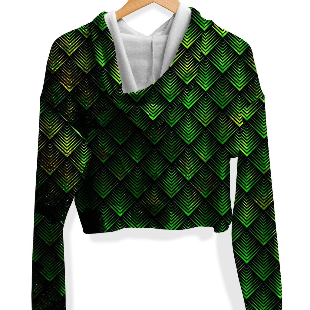 Galactic Dragon Scale Green Fleece Crop Hoodie, Noctum X Truth, | iEDM