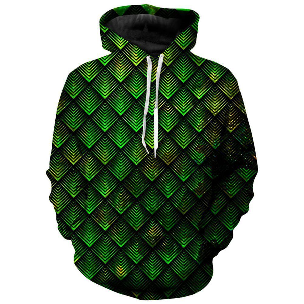 Galactic Dragon Scale Green Hoodie and Joggers Combo iEDM