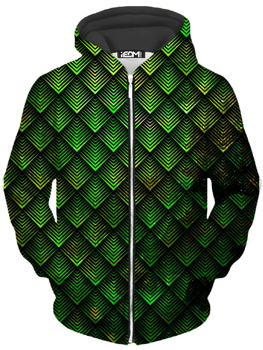Noctum X Truth Galactic Dragon Scale Green Unisex Zip-Up Hoodie - iEDM