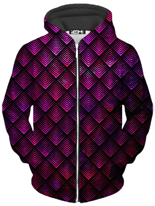 Noctum X Truth Galactic Dragon Scale Pink Unisex Zip-Up Hoodie - iEDM
