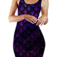 Galactic Dragon Scale Purple Bodycon Mini Dress, Noctum X Truth, | iEDM